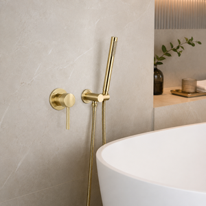 Juego de grifos de ducha de pared para baño - Kit de sistema de ducha de lluvia tipo spa para baño, mezclador de cobre y acero inoxidable - Product Image 2