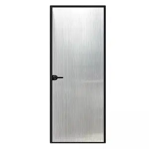 Modern Kitchen Toilet Door Design Decorative Fiber Frosted Glass Aluminium Bathroom Door Swing Graphic Design Double Commercial