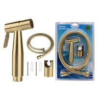 Ensemble de pulvérisateur de toilette moderne en acier inoxydable avec bidet, buse multifonction, valve en plastique, finition brossée, design simple et moderne