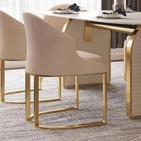Table et chaises de salle à manger VL, style italien, luxe léger, simple et moderne, acier inoxydable, cuir PU, haut de gamme