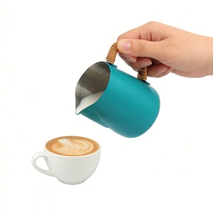 350ml With Latte Art Spout For Coffee Making Black Stainless Steel <b>Milk</b> Jug - Product Image 5
