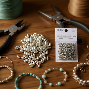 Perline a Stella in Metallo ILAN 11x15mm Bianche Argento per Creazione di Gioielli e Accessori - Product Image 3