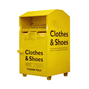 Fábrica al por mayor al aire libre de acero galvanizado <span class=keywords><strong>ropa</strong></span> donación bin caja de donación de caridad metal <span class=keywords><strong>ropa</strong></span> usada contenedores de reciclaje para la venta - Product Image 1