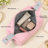 Pochette de maquillage en toile avec logo personnalisé, organiseur de toilette portable de voyage avec poignée et fermeture éclair, pochette de rangement cosmétique, OEM ODM en gros