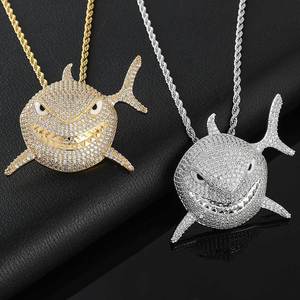 Colgantes de Tiburón Blanco de Plata 925 Premium con Moissanita VVS, Chapados en Oro Real, Estilo Hip Hop Bling, Venta al por Mayor - Product Image 5