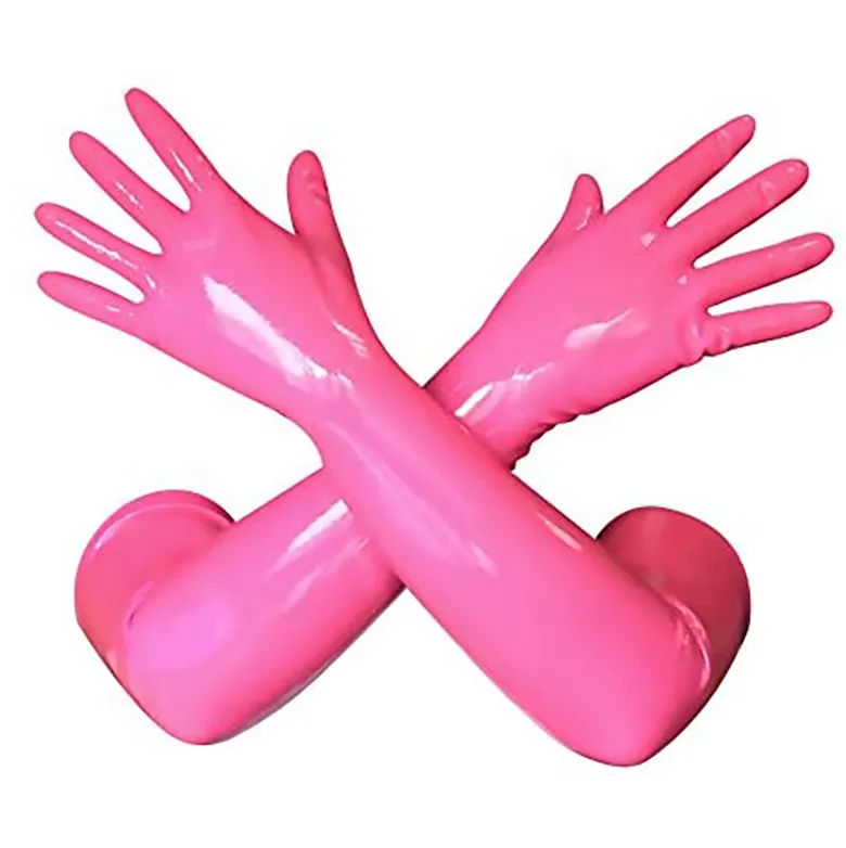 黒ピンクパウダー無料セクシーフェチラテックス手袋中国工場卸売