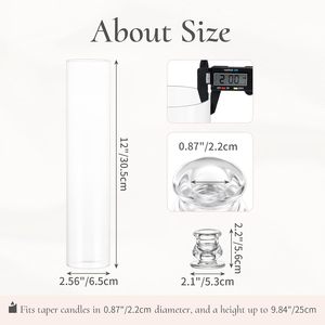 Portacandele in Vetro per Matrimoni e Natale, Cilindrico, 12 Pollici, con Camino in Vetro - Product Image 5