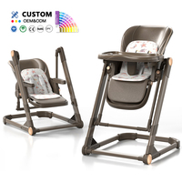 Chaise haute bébé pliable, chaise à bascule, 6 niveaux de hauteur réglables, dossier à 4 positions, repose-pieds à 3 positions, double plateau, fabrication OEM