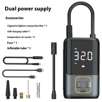 Compresseur d'air portable mini haute pression 150 psi en ABS durable avec affichage numérique intelligent, rechargeable, gonflage rapide des pneus 20 L/min
