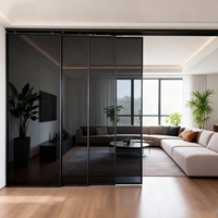 Porte coulissante en verre pour projet d'appartement, cadre en aluminium personnalisé doré, blanc, noir, gris, verre cannelé givré de 8 mm, porte coulissante
