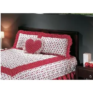 Juego de edredón Queen Of Hearts de 3 piezas con borde con volantes, estilo princesa, para uso doméstico, para todas las estaciones - Product Image 4