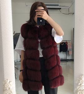 High Quality Natural White Fox Fur Gilet Coat Womens Long Fur Vest With Pockets Thick Warm Fluffy Fur <strong>Waistcoat</strong> for Winter - Product Image 3