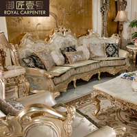 Ensemble de canapés en tissu sculpté en bois massif personnalisé, style européen de luxe avec un design traditionnel pour le mobilier de salon