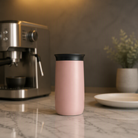 Botol Flask Vakum Stainless Steel Modern 10oz, Mug Kopi Perjalanan dengan Tutup, Interior Keramik, Isolasi Termal 6-12 Jam