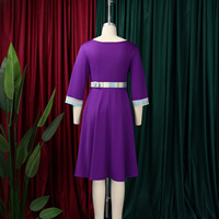 Robes d'automne tendance pour femmes, décontractées et élégantes, col rond, patchwork, robe de bureau pour femmes, vêtements pour femmes