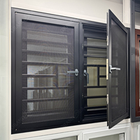Ventanas Abatibles Modernas de Aluminio con Marco Negro para Nigeria, Ventanas de Doble Vidrio con Ahorro de Energía y Barra Antirrobo