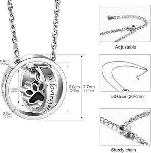 Collar con Urna para Cenizas <span class=keywords><strong>de</strong></span> Mascotas, <span class=keywords><strong>de</strong></span> Acero Inoxidable, con Huellas <span class=keywords><strong>de</strong></span> Patas, Joyería <span class=keywords><strong>de</strong></span> Cremación con <span class=keywords><strong>la</strong></span> Frase 'Dejaste Huellas <span class=keywords><strong>de</strong></span> Patas en Mi Corazón' - Product Image 2