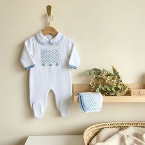 Mameluco de Algodón Estilo Español <span class=keywords><strong>para</strong></span> Recién Nacido con Gorro Bordado, Cuello y Pies Incluidos, Traje de Una Pieza Personalizado - Product Image 3