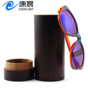 Étui à lunettes en bambou, boîte de rangement cylindrique en bois brun foncé pour lunettes de soleil et lunettes, été 2024 BC031 - Product Image 5