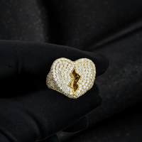 Bague signet en or massif 5CT 9K-22K, bijoux fins personnalisés, hip hop, diamant de laboratoire cultivé IGI VVS DEF couleur, cœur brisé, pour hommes