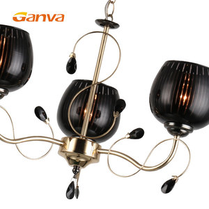 Contemporary Novel Black <strong>Glass</strong> <strong>Lampshade</strong> Wrought Iron Luxury Decorative Led Chandelier <strong>Pendant</strong> Light - Product Image 5