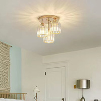 Nouvelles lampes de plafond en cristal de verre LED de luxe K9 dorées pour la décoration de la maison, salon