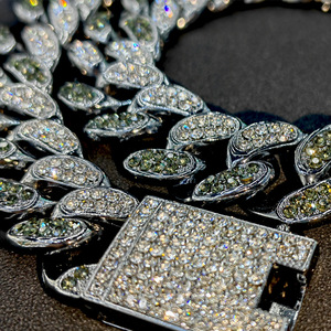 <span class=keywords><strong>Collar</strong></span> de cadena de eslabones cubanos, diamantes negros, estilo Hip Hop, 20MM - Product Image 3