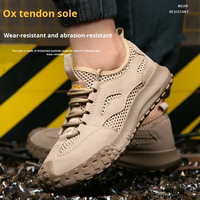 Chaussures de sécurité pour hommes avec embout en plastique, maille respirante, antidérapantes, semelle épaisse, résistantes aux perforations, légères, chaussures de travail protectrices