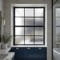 Fenêtre à guillotine simple en aluminium, coulissante verticalement, avec verre trempé, moustiquaire en acier inoxydable, rideaux suspendus, design postmoderne, coupe-vent
