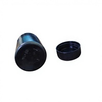 Bouteille en plastique PET ronde Weikang WK-113, noire opaque, avec capsule scellée, design pour médicaments liquides, bouteille à large ouverture