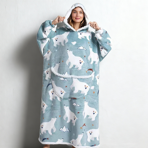 Indoor Outdoor <strong>Men</strong> Women Keep Warm Winter Super Soft Warm Cozy Adults Teens Kids <strong>Blanket</strong> <strong>Hoodie</strong> Long Hooded Sweatshirt <strong>Blanket</strong> - Product Image 1