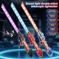 Sabre laser télescopique en plastique à double lame, jouet sabre laser clignotant aux couleurs vives, jouet de cosplay, jouet de combat pour enfants