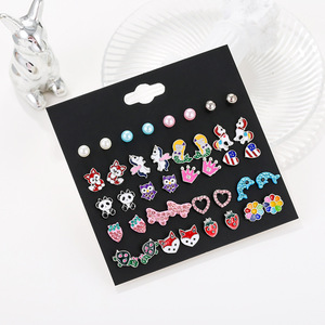 <b>Blue</b> Animal <b>Stud</b> <b>Earrings</b> 20 Pairs Butterfly Design Alloy Plated Fashion Jewelry Set For Women Girls Summer 2022 - Product Image 3