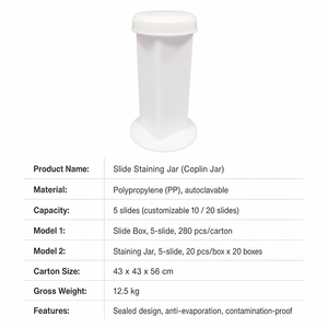Boîte de coloration PP Coplin pour lames de microscope, 5 compartiments, récipient de laboratoire d'histologie, autoclavable, résistant à la corrosion, personnalisable OEM - Product Image 6