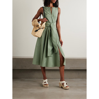 Robe de bureau d'été élégante pour femme, style décontracté, col en V, taille haute, plissée, sans manches, robes épissées longues pour vêtements de rue