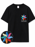 T-shirt personnalisé 100% coton brodé, 280 grammes, coupe ample unisexe, motif 3D, votre photo, logo ou n'importe quel texte