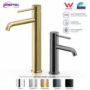 Watermark Round 304 316 Stainless Steel Brushed Gold Finish Pin Handle Bath and <strong>Shower</strong> Mixer With Back <strong>Plate</strong> for Bathroom - Product Image 2