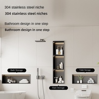 Étagère d'angle de douche en acier inoxydable 304 au design moderne et épuré, à installation encastrée pour rangement dans la salle de bain