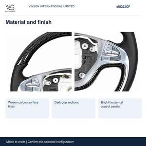Volant en fibre de carbone pour Mercedes Benz Classe S W222 2014 2017, jante ronde, commandes argentées MS222CF - Product Image 3