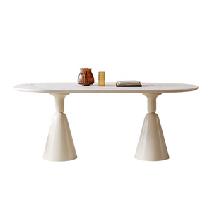 <span class=keywords><strong>Table</strong></span> à manger ovale moderne en ardoise style crème, blanc, le Saint Graal pour appartement et hôtel, mobilier de salle à manger - Product Image 4