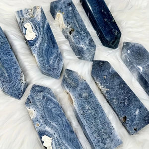 Columna de Piedra de Coral Azul Bohemia Hecha a Mano al por Mayor, Centro de Mesa con Borde Irregular para Decoración del Hogar, Oficina, Festividades - Product Image 2