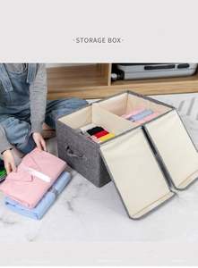 กล่องเก็บของอเนกประสงค์แบบพับได้ กล่องเก็บของในห้องนอน กล่องผ้าไม่ทอ - Product Image 3