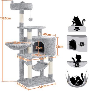 <span class=keywords><strong>Roman</strong></span> tour de chat à quatre étages jouet sisal couvert <span class=keywords><strong>colonne</strong></span> à gratter support d'escalade fibre naturelle économique chaton activité arbre à chat - Product Image 6