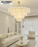 Lustre en verre à pétales moderne et luxueux, luminaire suspendu romantique pour salon et restaurant
