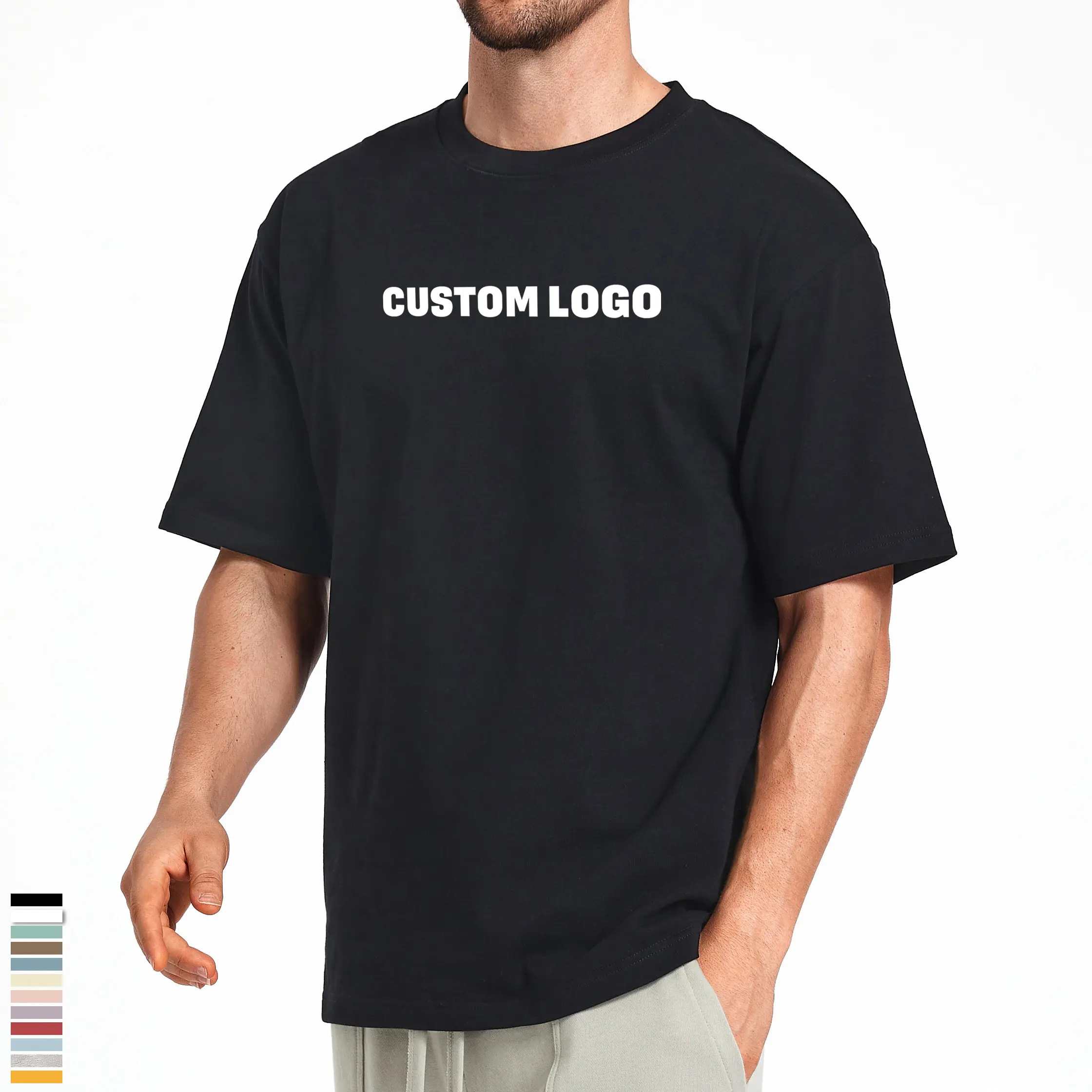 Loose Fit US Oversized Tee Shirt Blank Custom Logo Drop Shoulder T Shirts Men Casual T-shirt New Design 280gsm 100% Cotton