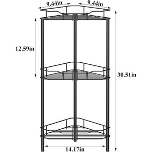 Bathroom Corner Shelf 3 Tier Triangular Storage Rack Black Freestanding Multi Layer Organizer For Bathroom Shower - Product Image 1