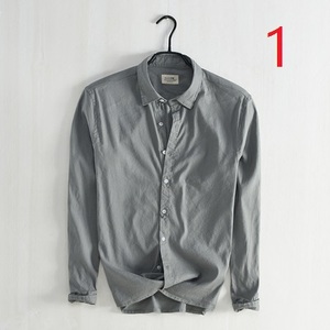 Camisa <span class=keywords><strong>de</strong></span> manga larga <span class=keywords><strong>de</strong></span> lino 4530 elástica para hombre, camisa Retro japonesa <span class=keywords><strong>de</strong></span> Color sólido, Camisa <span class=keywords><strong>de</strong></span> algodón informal <span class=keywords><strong>de</strong></span> negocios para jóvenes, delgada para hombre - Product Image 1