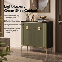 Buffet de cuisine de luxe en bois vert, style européen moderne, avec porte en verre et pierre frittée, laqué, durable