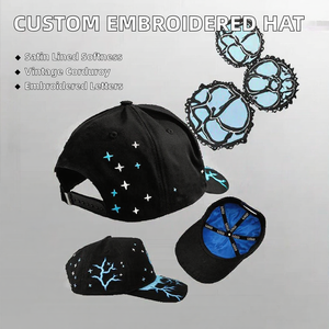 Gorra de béisbol de 5 paneles con bordado de letras personalizado, forro de satén, visera curva de pana, estilo vintage, cierre snapback, tela común - Product Image 2