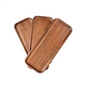 Bandeja de Servicio Rectangular de Madera de Acacia Pulida, Moderna, Ecológica, Sostenible, Duradera, Comercial, Personalizada, Segura para Contacto con Alimentos, Marca MIDAS - Product Image 1